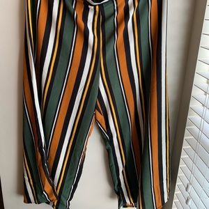 Plus Size Striped Ankle Pants